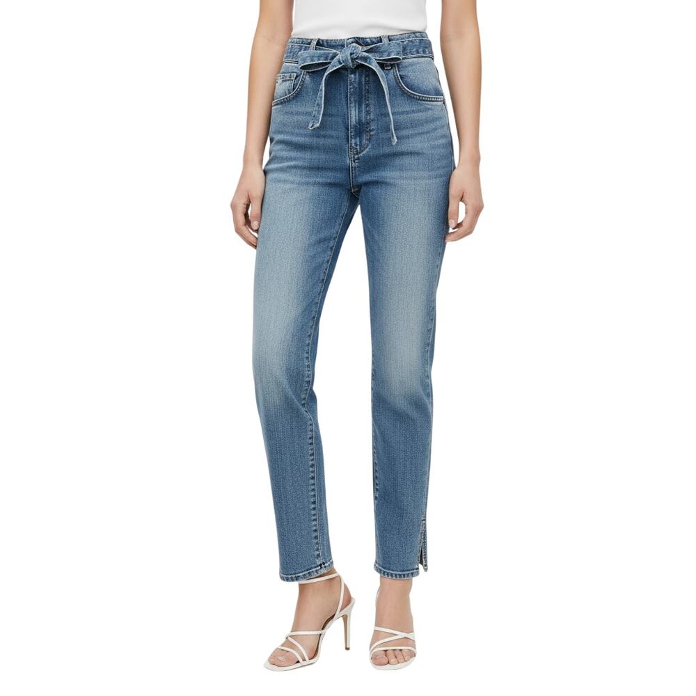 Black Orchid Jordan Belted Straight Leg Jeans Blue Denim NWT Women 26